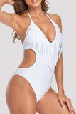 Goosudu Fashion Sexy Solid Tassel Split Joint Backless Swimwears