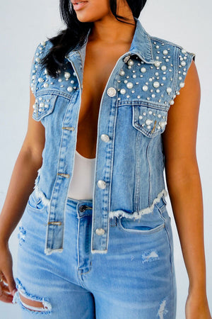 Goosudu Faux Pearl Rocking Single Breasted Coat