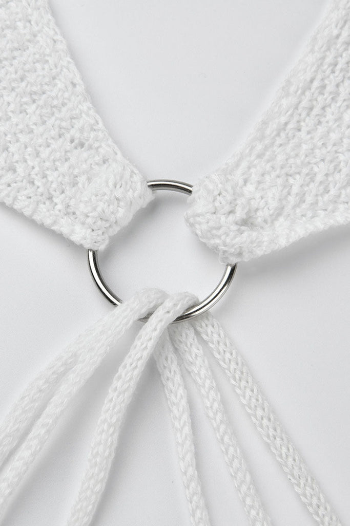 Goosudu Sexy Solid Tassel Hollowed Out Split Joint Backless Swimwears Cover Up