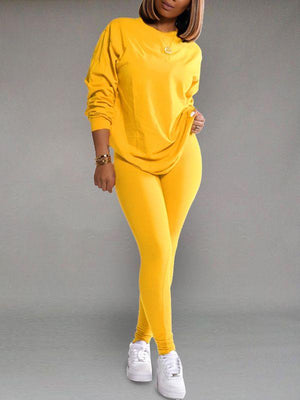 Goosudu Solid Sweatshirt & Pants Set