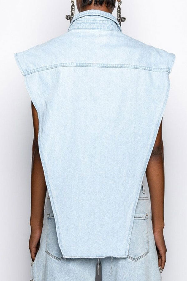 Goosudu Solid Color Dramatic Irregular Shirt