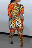 Goosudu Fashion Casual Tiger Print V-Neck Jumpsuit