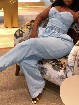 Goosudu Denim Tube Top & Pants Set