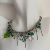 Goosudu Green Butterfly Tassel Choker Necklace