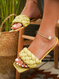 Goosudu Solid Color Braided Urban Flat Slippers