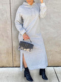 Goosudu Solid Slit Hoodie Dress