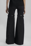 Goosudu Solid Color On-trend Belt Design Bell Bottoms Pants