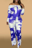 Goosudu Fashion Casual Print Basic Off the Shoulder Regular Jumpsuit