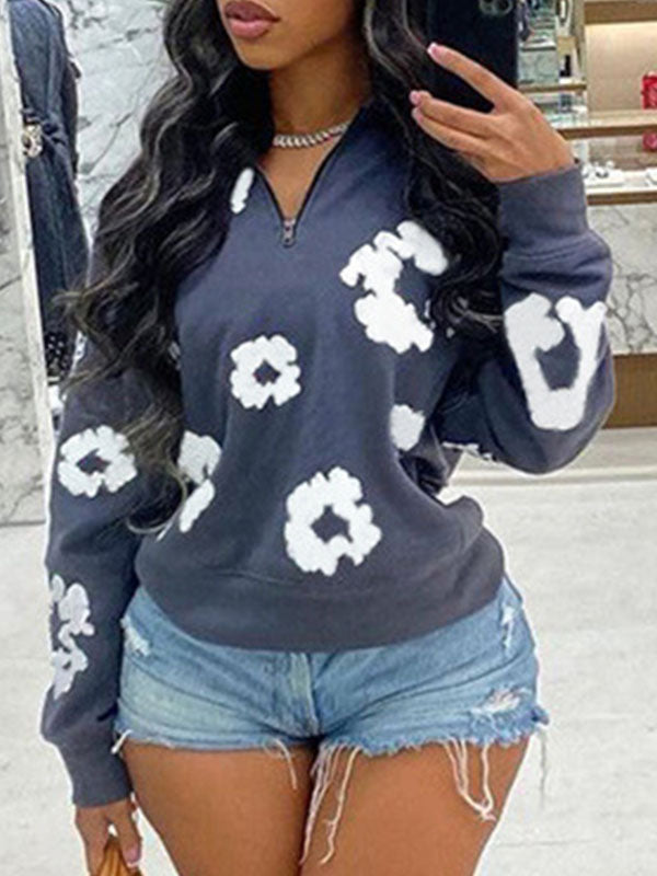 Goosudu Printed Zip-Front Sweatshirt