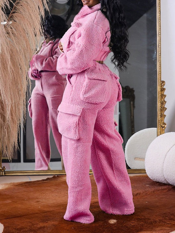 Goosudu Fleece Jacket & Cargo Pants Set