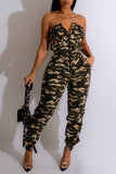 Goosudu Fashion Camouflage Zipper Wrapped Chest Corset Legged Jumpsuit