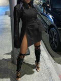 Goosudu Solid Slit Shirt Dress