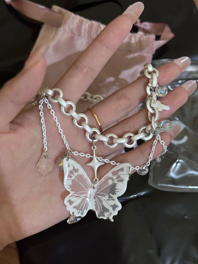 Goosudu Chain Tassel Butterfly Necklace