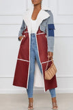 Goosudu Casual Patchwork Cardigan Turndown Collar Long Sleeve Regular Denim Jacket