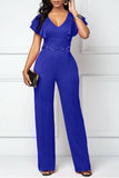 Goosudu Casual Fashion Layered Ruffle Sleeve V-Neck Jumpsuit
