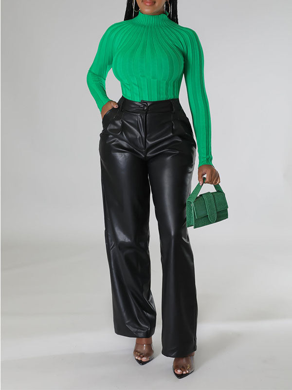 Goosudu Wide-Leg Faux-Leather Pants