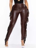 Goosudu Fringe-Combo Faux-Leather Pants