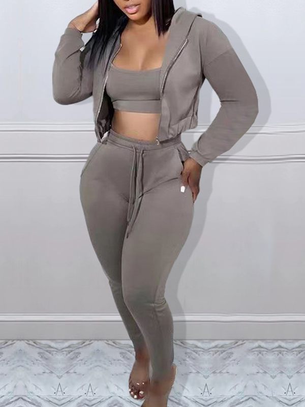 Goosudu Solid Three-Piece Sweatsuit
