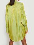 Goosudu Solid Bishop-Sleeve Shirt Dress