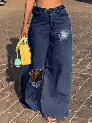 Goosudu Ripped Wide-Leg Jeans