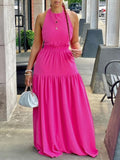 Goosudu Sleeveless Elastic-Waist Maxi Dress