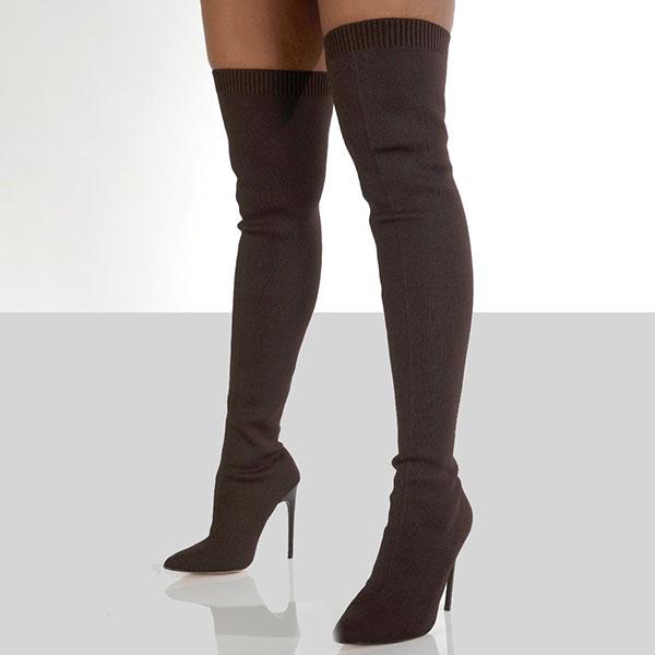 Goosudu Stylish Knitting Stiletto Over The Knee Boots