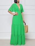 Goosudu V-Neck Cutout Maxi Dress