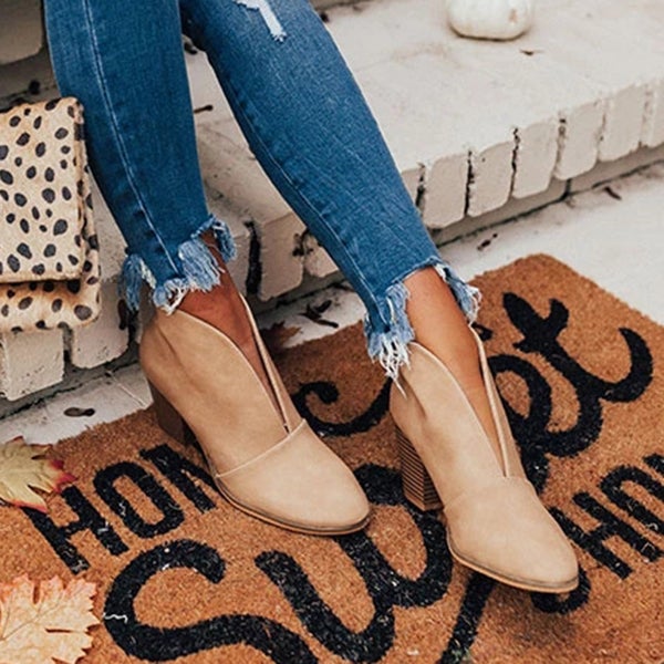 Goosudu Fashion Faux Leather Slip-On Boots