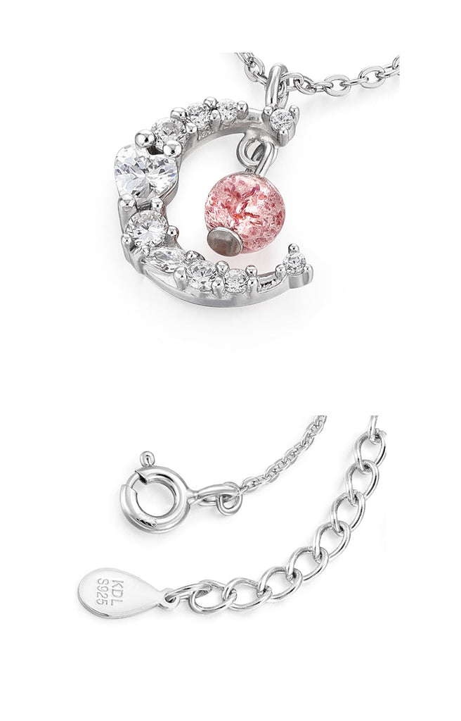 Goosudu Pink Moonlight Symphony Silver Pendant Necklace