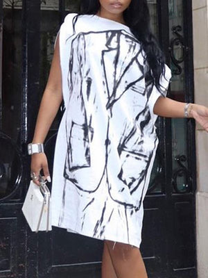 Goosudu Printed Boat-Neck Zip Dress