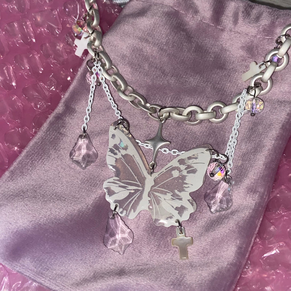 Goosudu Chain Tassel Butterfly Necklace