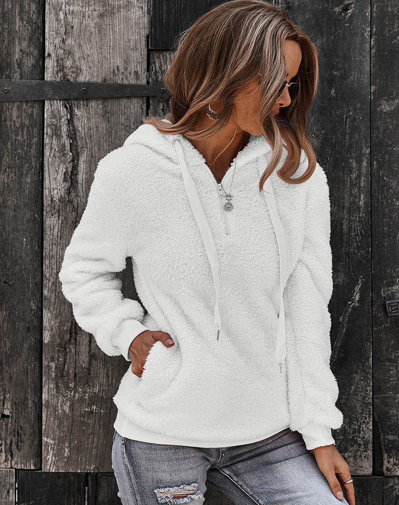 Goosudu Clearance Women's Fleece Sweatshirt Hoodie Solid Zipper Hoodie