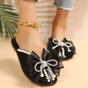 Goosudu Bowknot & Beaded Decor Sweet Slippers