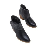 Goosudu Women's Thick Heel Pointed Western Cowboy Boots