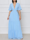 Goosudu V-Neck Cutout Maxi Dress