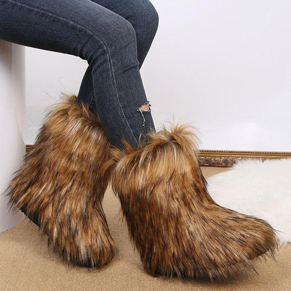 Goosudu Comfy Faux Fur Winter Warm Snow Boots
