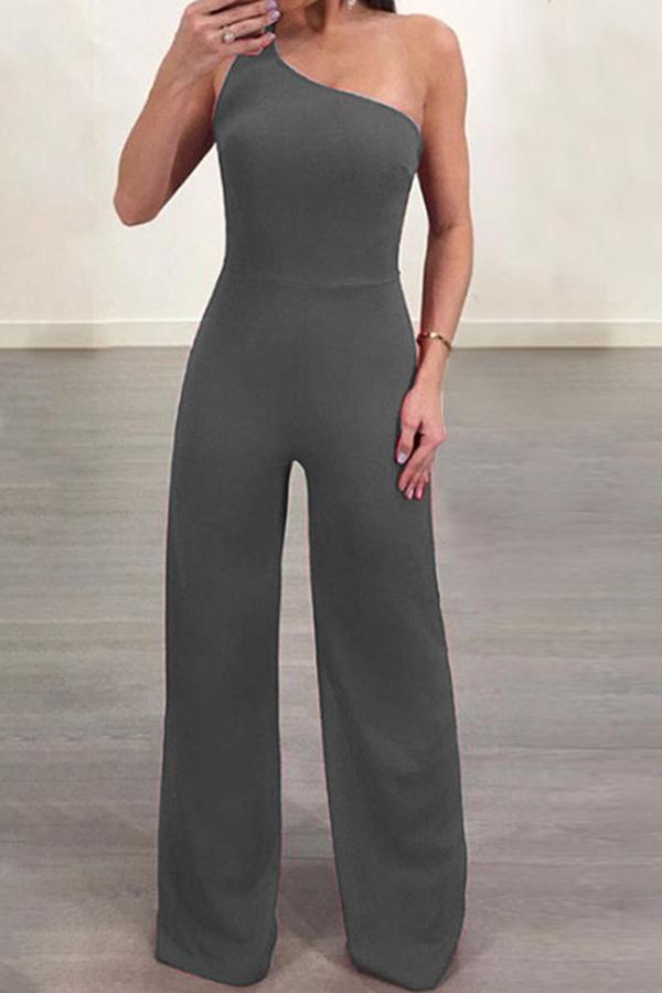 Goosudu Fashion Asymmetric Bandage Backless High Waist Jumpsuit