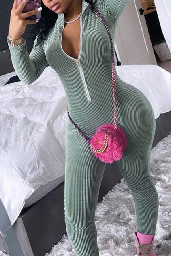 Goosudu Fashion Corduroy Casual Zipper Jumpsuit