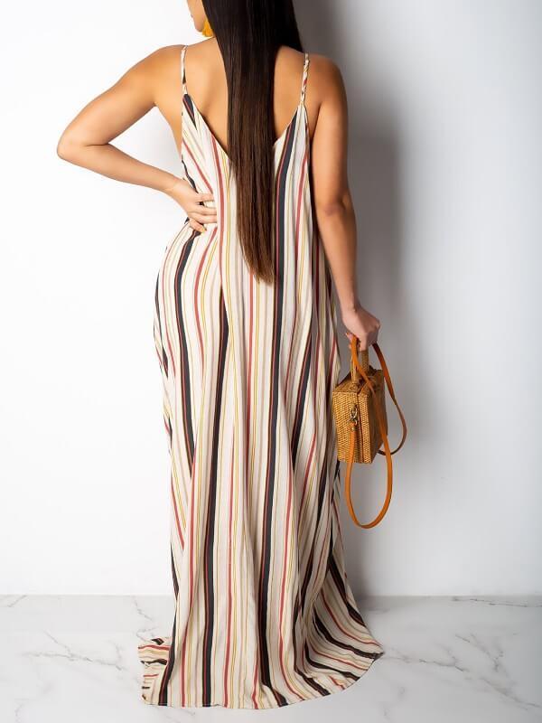 Goosudu Stripe V-Neck Cami Dress