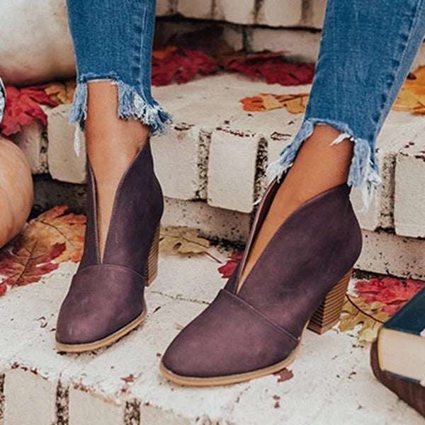 Goosudu Fashion Faux Leather Slip-On Boots