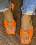 Goosudu Bow Design Sweet Square Toe Slippers