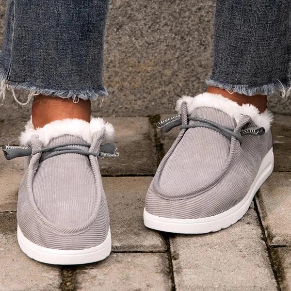 Goosudu Women Comfy Flat Heel Slip-On Boots