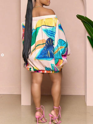 Goosudu Printed Off-Shoulder Parachute Dress