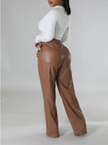 Goosudu Wide-Leg Faux-Leather Pants
