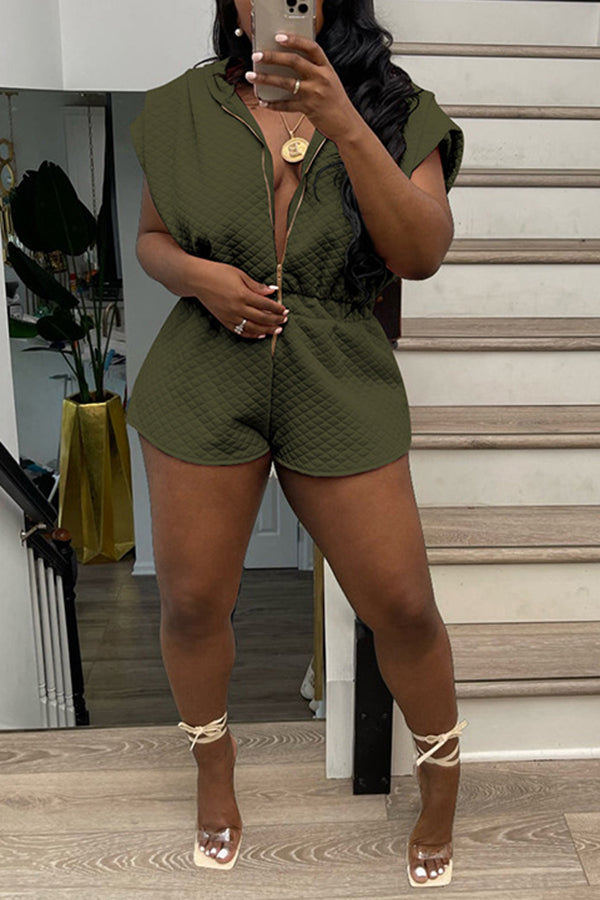 Goosudu Features Pleated Shoulders Cinched Waistband Romper