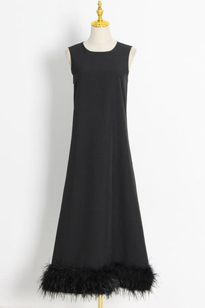 Goosudu Casual Solid Patchwork Frenulum O Neck Sleeveless Dress Dresses