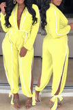 Goosudu On-trend V-neck Side Slit Bow Long Sleeve Jumpsuit