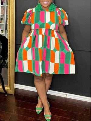 Goosudu Colorblock Frilled Dress
