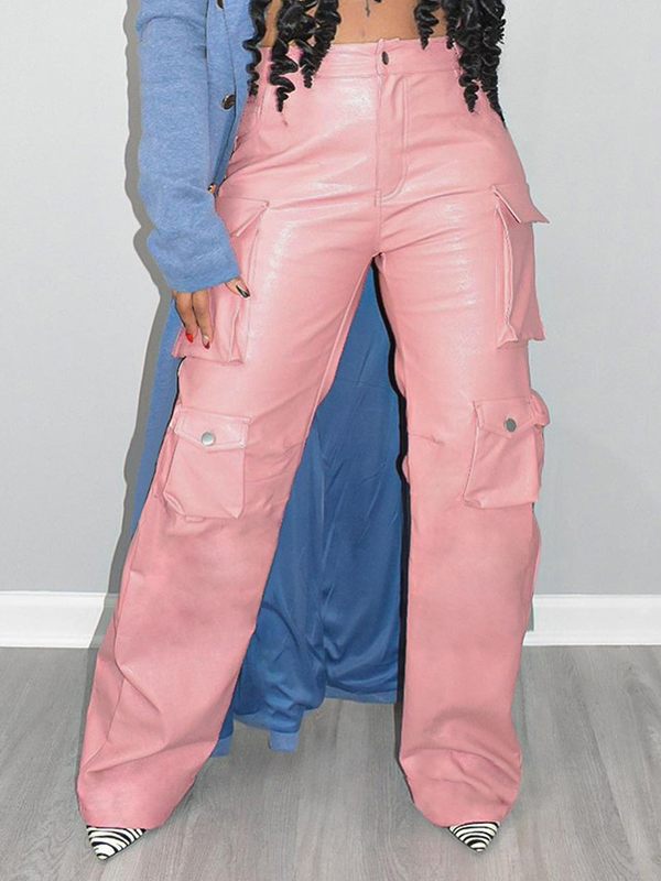 Goosudu Faux-Leather Cargo Pants