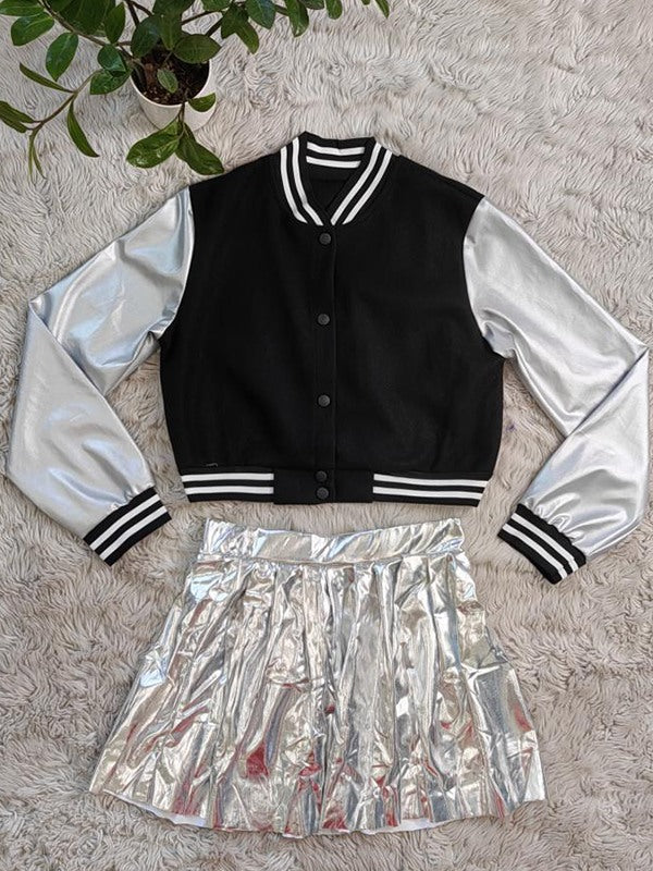 Goosudu Bomber Jacket & Pleated Skirt Set